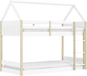 Letto da bambini a forma di casa/a castello bianco/di colore naturale 90x190 cm Valka – Marckeric