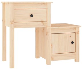 Comodini 2 pz 79,5x38x65,5 cm in legno massello di pino