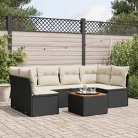 Set Divani da Giardino con Cuscini 7pz Nero Polyrattan 3255888