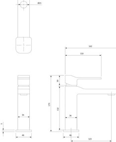 OMNIRES SL7710GR - Rubinetto del lavandino SLIDE 17 cm pettinato grafite