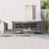 Set Divani da Giardino 6 pz con Cuscini in Polyrattan Grigiocod mxl 100667