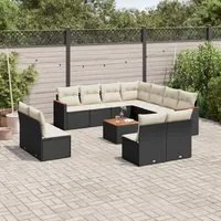 Set Divani da Giardino 12 pz con Cuscini Nero in Polyrattan 3258493