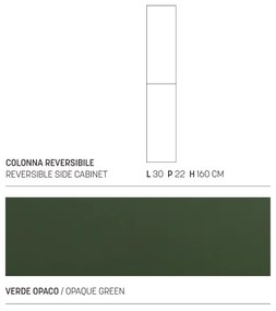 Colonna bagno sospesa 160 h cm reversibile GIGLIO finitura Verde Opaco