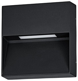 Applique Quadrata Esterno Maruggio Alluminio Nero E Policarbonato Trasp Led