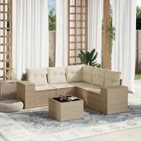 Set Divano da Giardino 6 pz con Cuscini Beige in Polyrattan 3222557