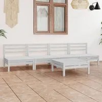 Set Divani da Giardino 5 pz Bianco in Legno Massello di Pino cod mxl 36433