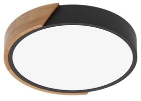 Plafoniera LED Rotonda 18W CCT, Ø300mm, Legno/Nero Colore Bianco Variabile CCT