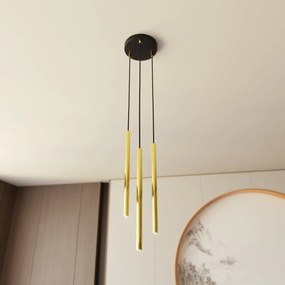 Lampadario a Sospensione in Acciaio SELTER 3 PREMIUM Nero e Oro 3xG9