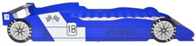 Letto Bambini Auto da Corsa 90x200 cm Blu
