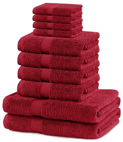 Set di asciugamani per viso e corpo tipo terry rossi in cotone 10 pz Marina – Restilo