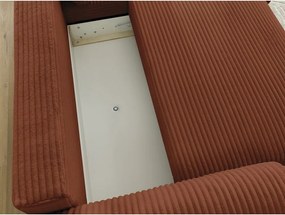 Divano angolare color mattone allungabile (con penisola a destra) con rivestimento in velluto a coste Lucien – Bobochic Paris