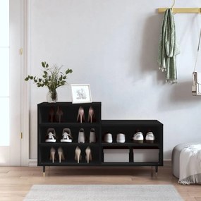 Scarpiera Nera 102x36x60 Cm İn Legno Multistrato /