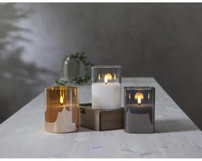 Candela di cera a LED grigia in vetro, altezza 12,5 cm Flamme - Star Trading