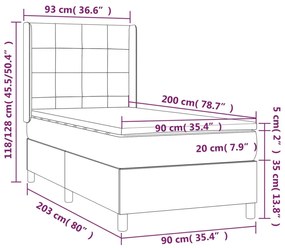 Giroletto a Molle con Materasso Nero 90x200 cm in Velluto