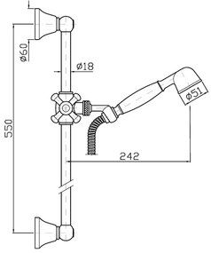 Asta doccia 55 cm con doccetta a getto fisso e flessibile 150 cm cromo Zucchetti Delfi Z92485