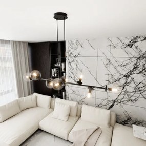 Lampadario a sospensione con filo ROSSI 8xE14/10W/230V nero/limpido