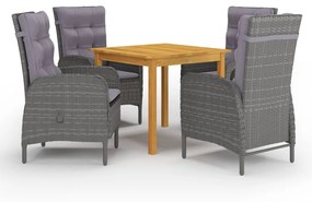 Set mobili da pranzo per giardino 5 pz grigio