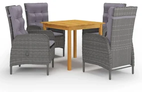Set mobili da pranzo per giardino 5 pz grigio