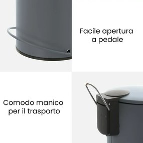 Pattumiera in acciaio 3 litri grigio soft-close con secchio estraibile Spring