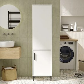 Colonna Da Bagno Multiuso 2 Ante Con Vani Laterali E Piedini Mendy Bianca