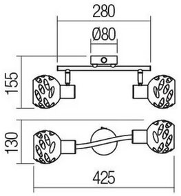 Redo 04-517 - Faretto da parete TORN 2xE14/28W/230V