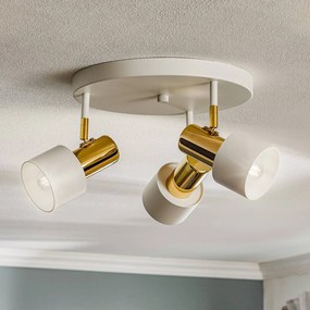 Argon Faretto da soffitto Destin, 3 luci, bianco/ottone