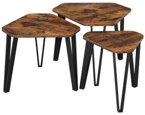 Set di 3 tavolini d'appoggio ELDUR, marrone/nero