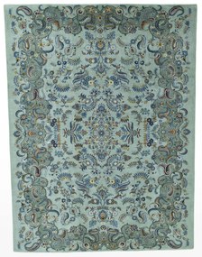 Kashan Tappeto 400x300 Blu (Iran) Annodato A Mano