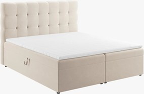Letto boxspring Mamaia in velluto Bluvel con contenitore e testiera – 180×200 cm
