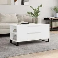 Tavolino da Salotto Bianco 102x44,5x50 cm in Legno Multistrato 831004