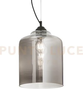 Bistro' lampadario a sospensione 1 luce attacco e27 fume' d.24cm