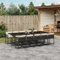 Set da Pranzo da Giardino 11 pz con Cuscini in Polyrattan Nero 3211470