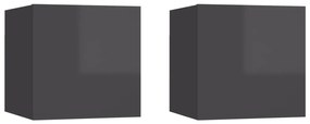 Armadietti a parete per tv 2 pz grigio lucido 30,5x30x30 cm