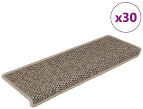 Tappeti Adesivi Scale Aspetto Sisal 30 Pz 65x21x4cm Beige Scuro /