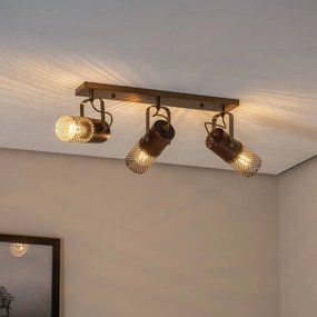 Avonni Plafoniera Albrecht oro antico lunghezza 60 cm metallo/legno 3flg.