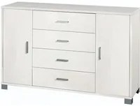 Mobile 2 Ante 4 Cassetti 136x86x41 cm Bianco Fiammato