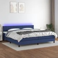 Letto a Molle Materasso e LED Blu 200x200cm in Tessuto cod mxl 56214