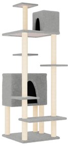Albero per gatti con tiragraffi in sisal grigio chiaro 154 cm
