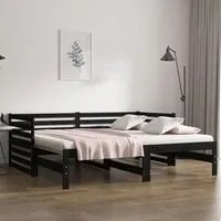 Dormeuse Estraibile Nera 2x(80x200) cm Legno Massello di Pino 814713