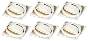 Set di 6 faretti incassati bianchi GU10 orientabili senza cornice - Oneon