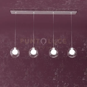 Willow sospensione rettangolare 4 luci vetro bianco 1098-s4 r-bi