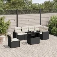 Set Divani da Giardino con Cuscini 7pz Nero Polyrattan 3267306