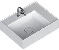 Lavabo lavatrucco monoforo Domus Falerii bianco lucido 60x46 cm con vasca a sinistra