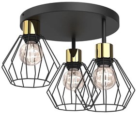 Plafoniera PARKLA 3xE27/15W/230V nero/oro
