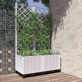 Fioriera Da Giardino Con Graticcio Bianco 80x40x136 Cm Pp /