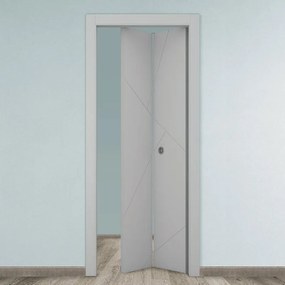 Porta pieghevole a libro simmetrica Oblique grigio L 80 x H 210 cm destra