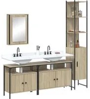 Set Mobili da Bagno 4 pz Rovere Sonoma in Legno Multistrato 3214806