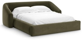 Letto matrimoniale imbottito verde con contenitore con rete inclusa 180x200 cm Campi – Cosmopolitan Design