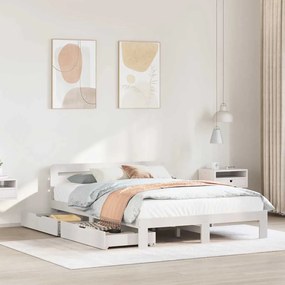 Letto Senza Materasso Bianco 140x190 Cm Legno Massello Di Pino /