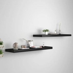 Scaffali A Parete 2 Pz Neri 90x23,5x3,8 Cm İn Mdf /
